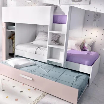 DEKIT Camas Tren^Cama Tren Con 3 Camas Tom Blanco - Rosa 244 X 150 X 112 Cm