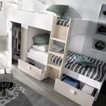 DEKIT Dormitorios Juveniles^Cama Tren Con Armario Groe Alistonado - Roble Natural 271 X 150 X 111 Cm