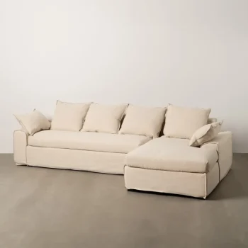 IXIA Chaise Longues^CHAISE-LOUNGER CREMA TEJIDO-MADERA 300 X 161 X 90 CM