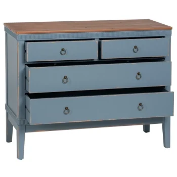 IXIA C贸modas^Cómoda 4 Cajones De Madera En Color Azul 115 X 90 X 45 Cm
