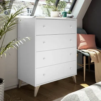 FORES C贸modas^Cómoda 4 Cajones Estilo Nórdico Sweet Blanco Artik 77,5 X 95 X 40 Cm