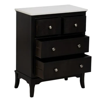 IXIA C贸modas^Cómoda 4 Cajones Marmol Negro - Blanco 60 X 75,5 X 33 Cm