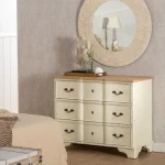 IXIA C贸modas^Cómoda De Madera De Abeto Vintage Crema - Natural 3 Cajones 100 X 80 X 45 Cm