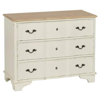 IXIA C贸modas^Cómoda De Madera De Abeto Vintage Crema - Natural 3 Cajones 100 X 80 X 45 Cm