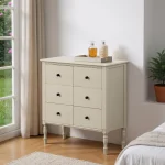 IXIA C贸modas^Cómoda Dormitorio 6 Cajones Gris Claro 75 X 75 X 33 Cm