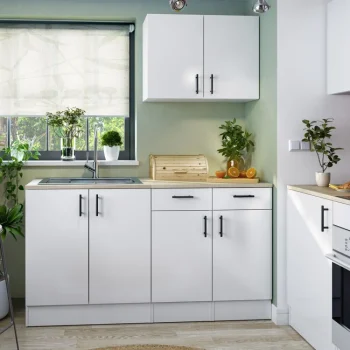 FORES Cocinas Completas Modernas^Cocina Modular A Medida 160 Cm Vigo Kira Blanco Brillo - Roble Canadian 160 X 211 X 60 Cm