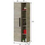 FORES Muebles Auxiliares Para Baño^Columna De Colgar Atenea Roble Alaska 1 Puerta + Estantes