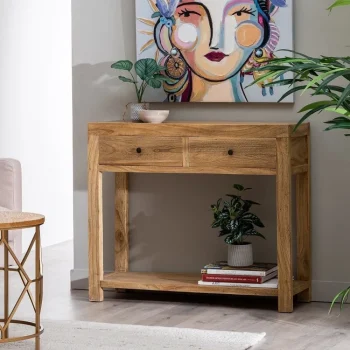 IXIA Mesas Auxiliares^Consola De Madera De Mindi Miró Natural 100 X 85 X 35 Cm