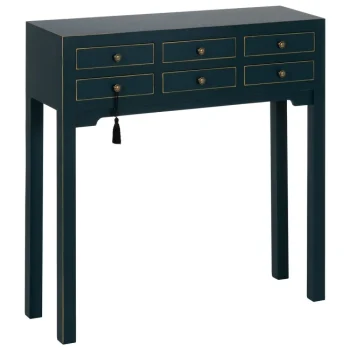 IXIA Mesas Consola^Consola "Oriente" Azul DM Y Madera De Abeto Con Detalles Dorados 85 X 26 X 85 Cm