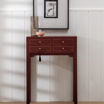 IXIA Mesas Consola^Consola "Oriente" Teja DM Y Madera De Abeto Con Detalles Dorados 85 X 26 X 85 Cm