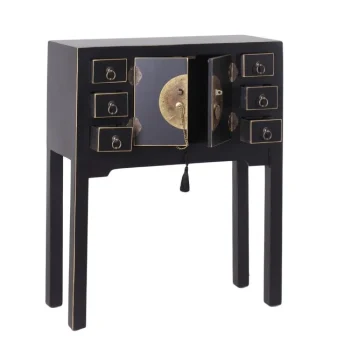 IXIA Mesas Consola^Consola Recibidor Oriente Negro 2 Puertas 6 Cajones 63 X 80 X 26 Cm