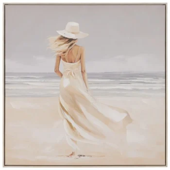 IXIA Cuadros^Cuadro Diptico Pintura Mujer Playa Lienzo 80 X 80 Cm
