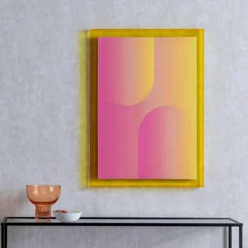 IXIA Cuadros^Cuadro Impresión Abstracta Con Marco Acrílico Amarillo 50x70x3,3 Cm