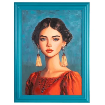 IXIA Cuadros^Cuadro Pintado A Mano Mujer En Rojo Sobre Fondo Azul 87 X 117 X 4,6 Cm