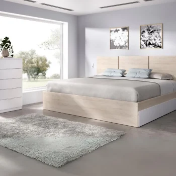 DEKIT Conjuntos Dormitorios Matrimonio Baratos^Dormitorio Havana, Cabecero Con Estructura De Cama Con Cajones Y Sinfonier