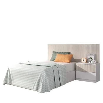 DEKIT Dormitorios Juveniles Completos^Dormitorio Juvenil Lion Moderno Blanco - Alistonado: Cabecero Con Mesita, Armario De 2 Puertas Y Mesa De Estudio En Color