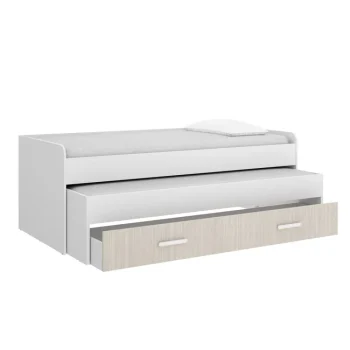 DEKIT Dormitorios Juveniles Completos^Dormitorio Juvenil Pema Blanco - Alistonado: Cama Nido Doble Y Armario De 3 Puertas