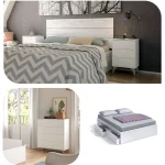 FORES Conjuntos Dormitorios Matrimonio Baratos^Dormitorio Vintage: Cabecero Con Mesitas, Cómoda Y Cama 4 Cajones