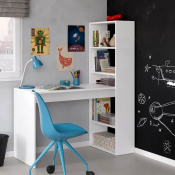 FORES Escritorios Juveniles Blancos|Mesas De Estudio Y Escritorios Baratos^Escritorio Con Estantería Duplo Blanco Artik 120 X 144 X 53 CM