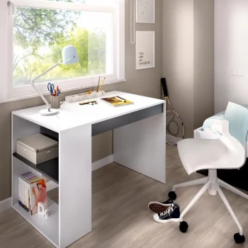 DEKIT Escritorios Juveniles Minimalistas|Escritorios Juveniles Blancos^Escritorio Teo Con Estante Blanco