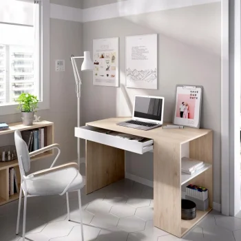 DEKIT Escritorios Juveniles Para PC|Escritorios Juveniles Minimalistas^Escritorio Teo Con Estante Natural
