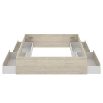 DEKIT Canapés Con Cajones|Camas Baratas^Estructura De Cama 4 Cajones Lago Roble Natural 149 X 39 X 195 Cm