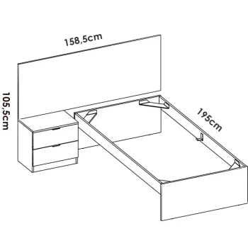 DEKIT Dormitorios Juveniles^Estructura De Cama 90 Cm Con Cabecero Y 1 Mesita Juvenil Lion Alistonado - Blanco 146 X 106 X 194,8 Cm