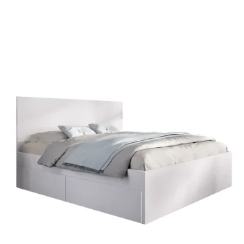 DEKIT Canapés Con Cajones^Estructura De Cama Con Cabecero Lago 4 Cajones Blanca 145,4 X 100 X 195 Cm