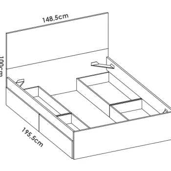DEKIT Canapés Con Cajones^Estructura De Cama Con Cabecero Lago 4 Cajones Blanca 145,4 X 100 X 195 Cm