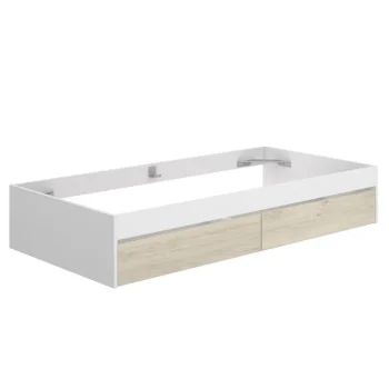 DEKIT Camas Nido 90|Camas Nido Blancas^Estructura De Cama Juvenil Con Dos Cajones Lago Blanco - Roble Natural  96 X 40 X 195 Cm