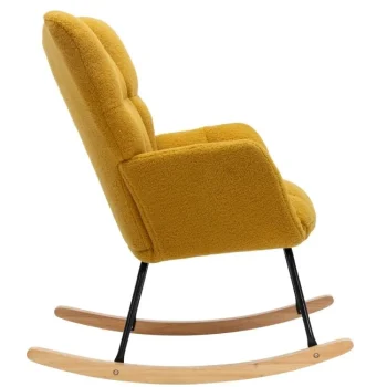 NAKURA Sillones^Mecedora Écija Tapizada En Tela Tipo Teddy Mostaza 69 X 94 X 88 Cm