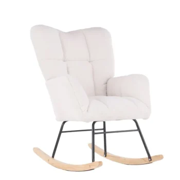 NAKURA Sillones^Mecedora Écija Tapizada En Tela Tipo Teddy Blanca 69 X 94 X 88 Cm