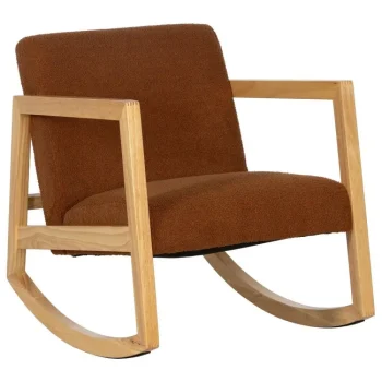 IXIA Sillones^Mecedora De Madera De Caucho Natural Tapizado Marrón 60 X 83 X 72 Cm