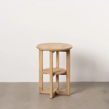 IXIA Mesas Auxiliares^Mesa Auxiliar Redonda De Madera Mindi Natural 40 X 55 X 40 Cm