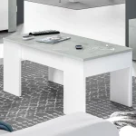 FORES Mesas Auxiliares^Mesa Centro Elevable Blanco Artik Y Cemento