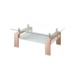 NAKURA Mesas Auxiliares^Mesa Centro Fija Cristal, Patas En Color Roble Kendra 100 X 43 X 60 Cm