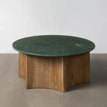 IXIA Mesas Auxiliares^MESA CENTRO NATURAL-VERDE MADERA-MÁRMOL 97 X 97 X 41 CM