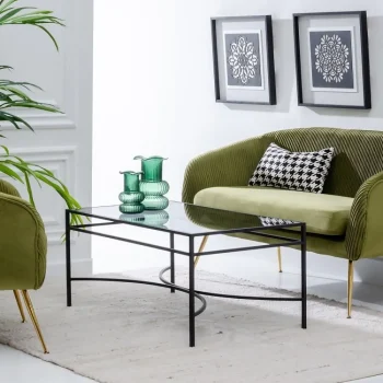 IXIA Mesas Auxiliares^Mesa Centro Negro Metal / Cristal Salón 100 X 46,5 X 60 Cm