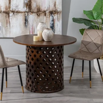 IXIA Mesas De Comedor^Mesa Comedor Madera Natural Diseño Decorativo 100 X 76 X 100 Cm