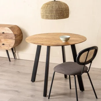 IXIA Mesas De Comedor^Mesa Comedor Redonda Madera De Mango 90 X 77 X 90 Cm