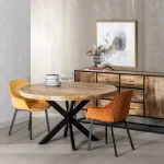 IXIA Mesas De Comedor^Mesa Comedor Redonda Madera Mango Marrón - Negro 140 X 77 X 140 Cm