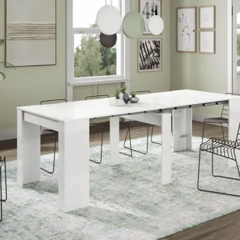 FORES Mesas Consola|Mesas De Comedor^Mesa Consola Extensible Blanco Brillo