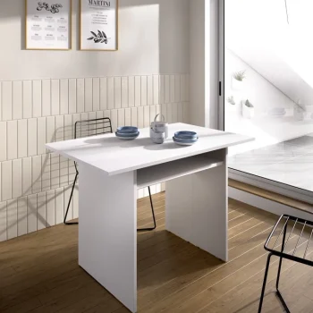 DEKIT Mesas Consola|Mesas De Comedor^Mesa Consola Extensible Taly Blanca 110,6 X 75,4 - 77,3 X 33 - 66 Cm