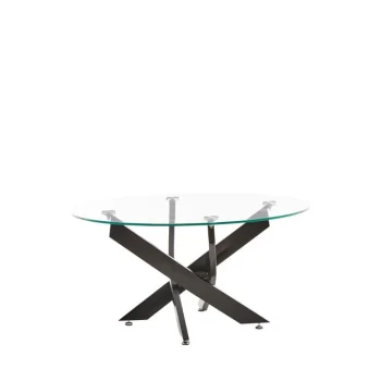 NAKURA Mesas Auxiliares^Mesa De Centro Cristal Redonda Patas Negras Delia 80 X 40 X 80 Cm