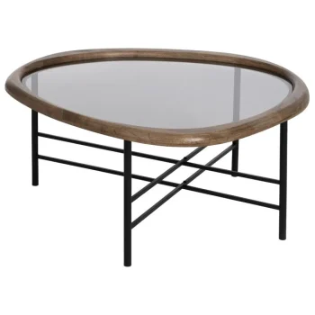 IXIA Mesas Auxiliares^Mesa De Centro Irregular De Cristal Natural - Negro 76 X 38 X 81 Cm