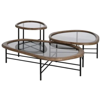 IXIA Mesas Auxiliares^Mesa De Centro Irregular De Cristal Natural - Negro 76 X 38 X 81 Cm