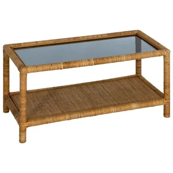 IXIA Mesas Auxiliares^Mesa De Centro Rectangular Cristal Ratán 90 X 42 X 40 Cm