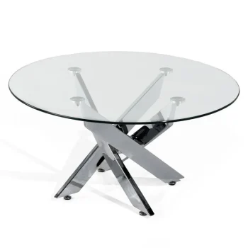 NAKURA Mesas Auxiliares^Mesa De Centro Redonda Cristal Transparente Delia 80 X 40 X 80 Cm