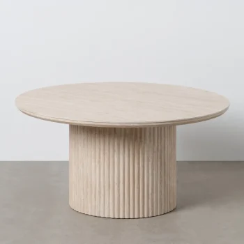 IXIA Mesas Auxiliares^Mesa De Centro Redonda De Piedra Beige 70 X 38,5 X 70 Cm