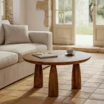 IXIA Mesas Auxiliares^Mesa De Centro Redonda Madera De Mango Natural 75  x 37 X 75 Cm